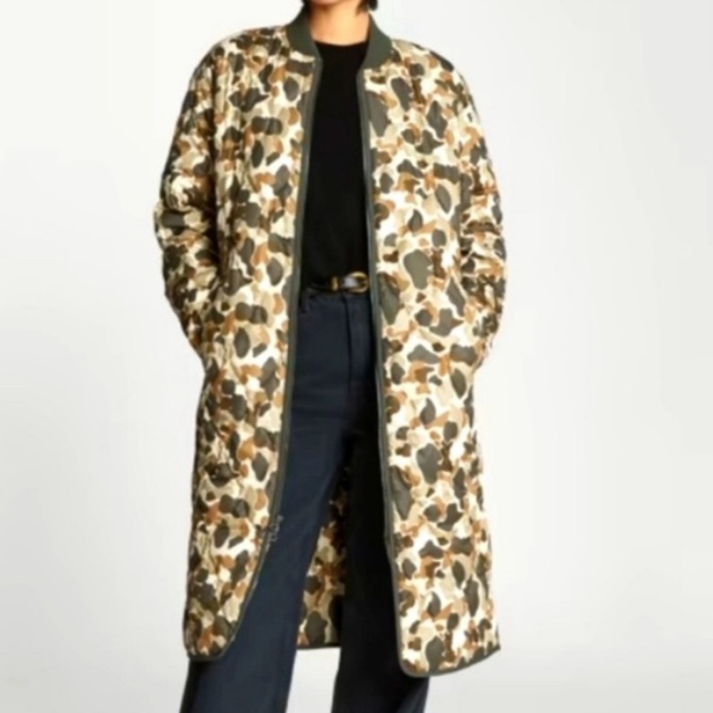 NWT Everlane ReNew The Long Liner quilted puffer camo M